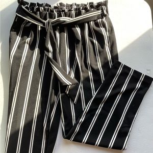 Striped paper bag pants